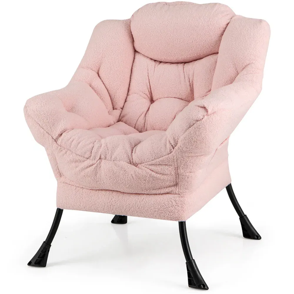 Large Lazy Chair with Pillow and Storage Pocket - Pink