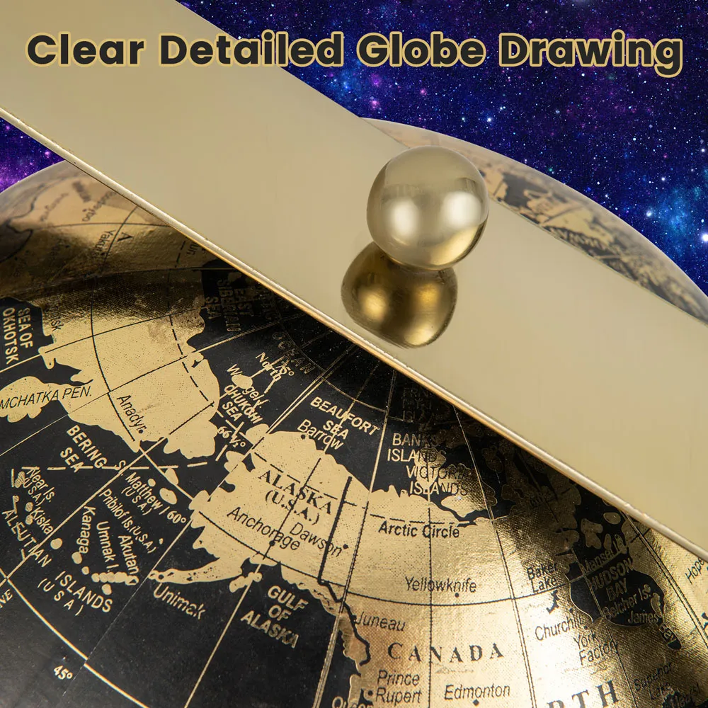 Large Swivel Educational Geographic World Globe - Yellow