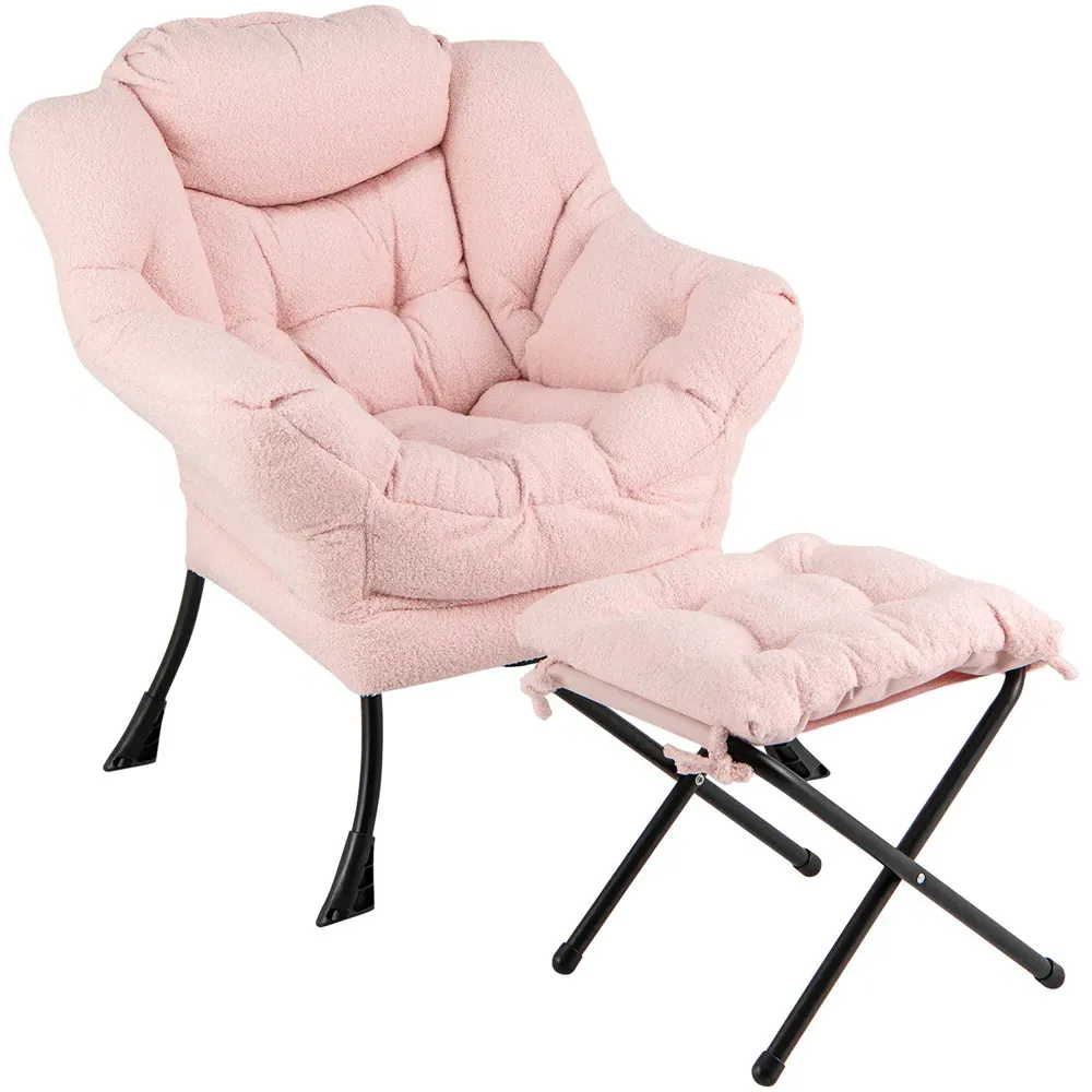 Lazy Chair with Ottoman - Pink