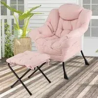 Lazy Chair with Ottoman - Pink