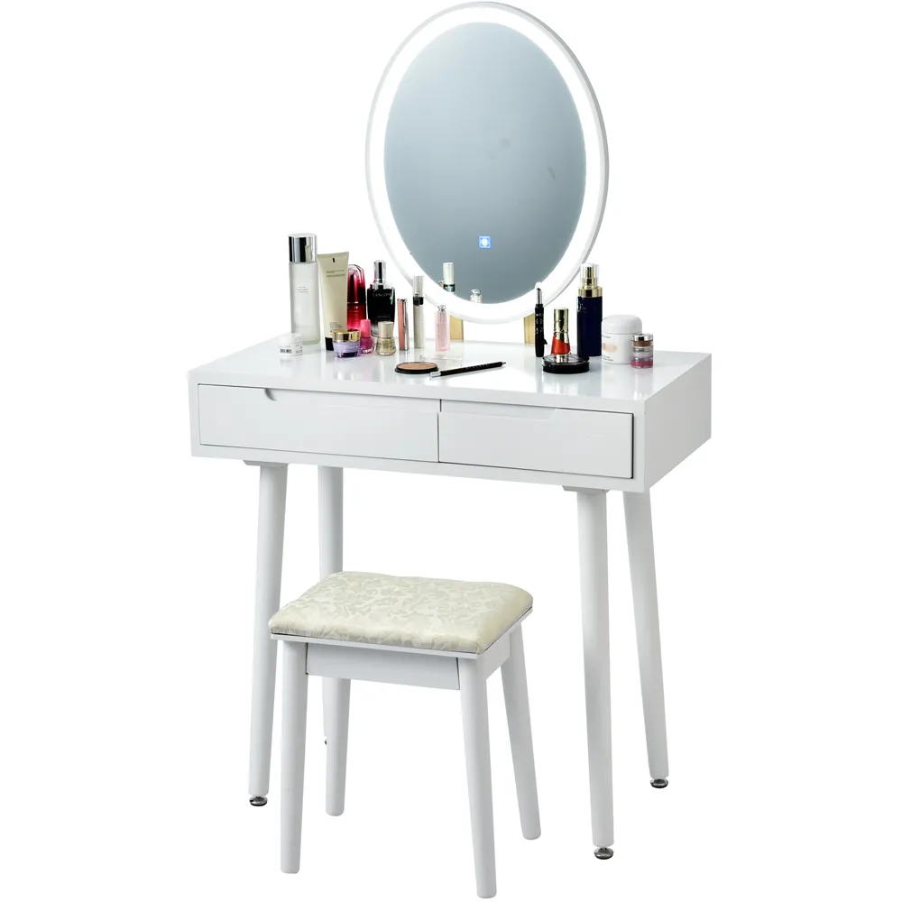LED Light Vanity Table Set - White