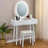 LED Light Vanity Table Set - White