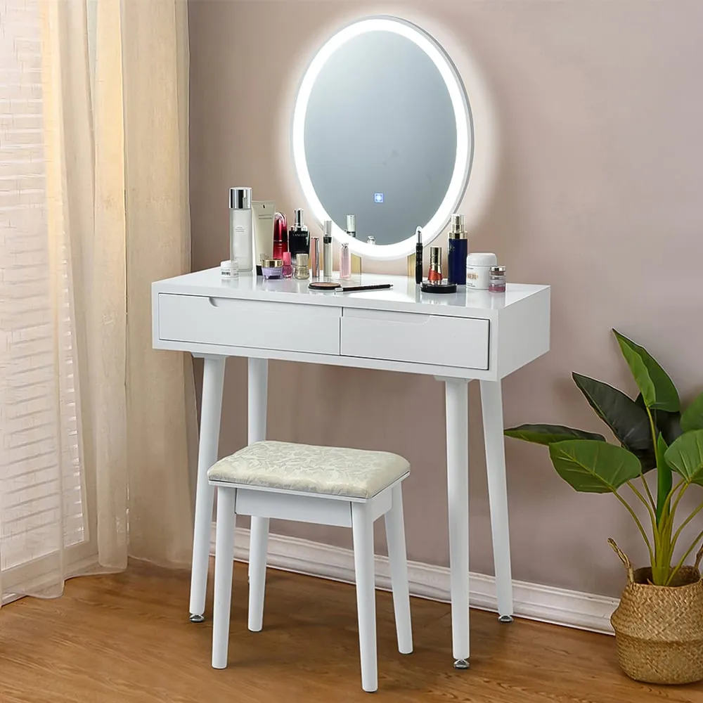 LED Light Vanity Table Set - White