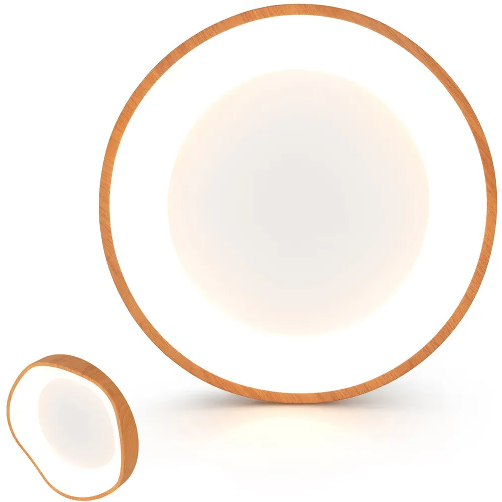 LED Mount Ceiling Light with Wood Pattern - Cream, Metal