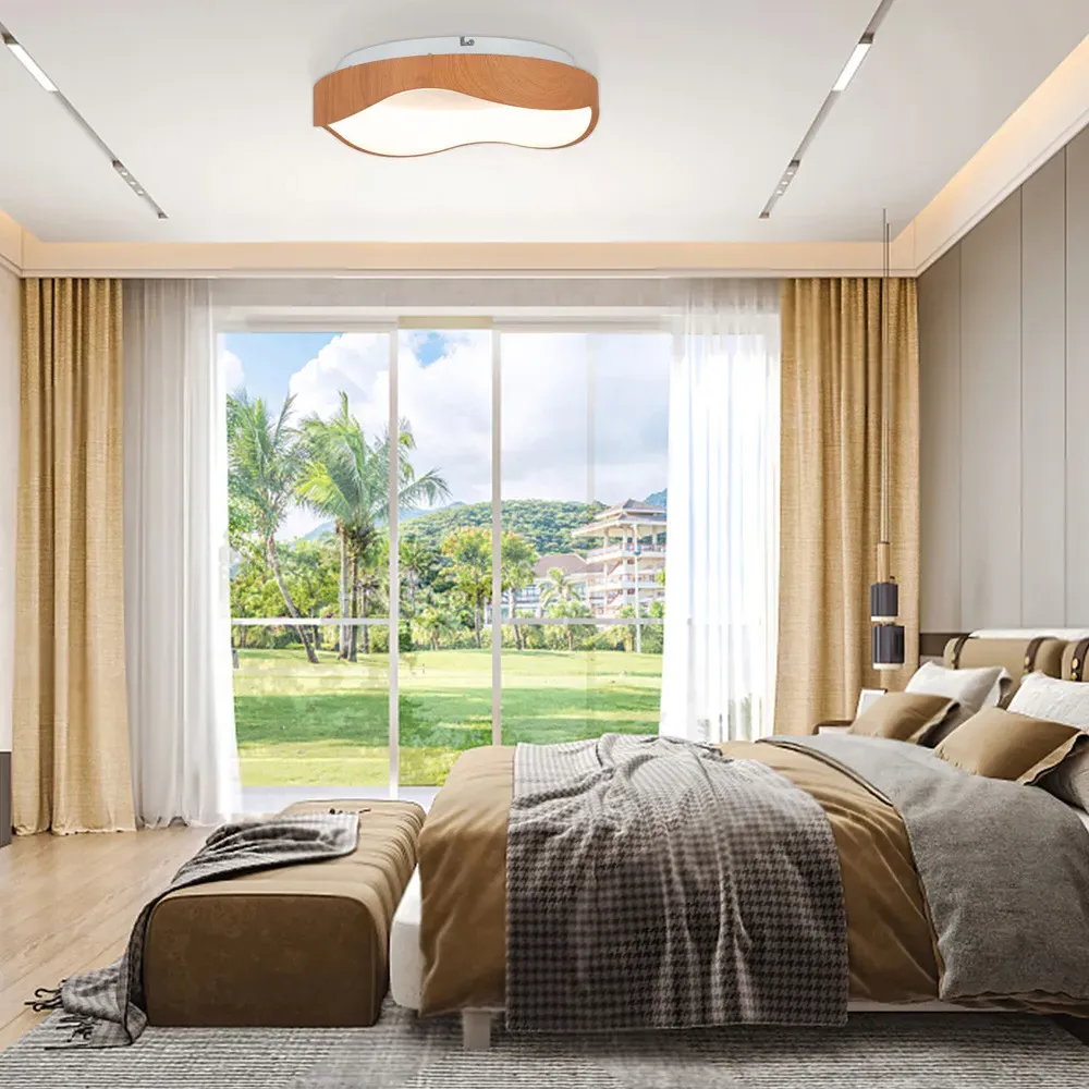 LED Mount Ceiling Light with Wood Pattern - Cream, Metal