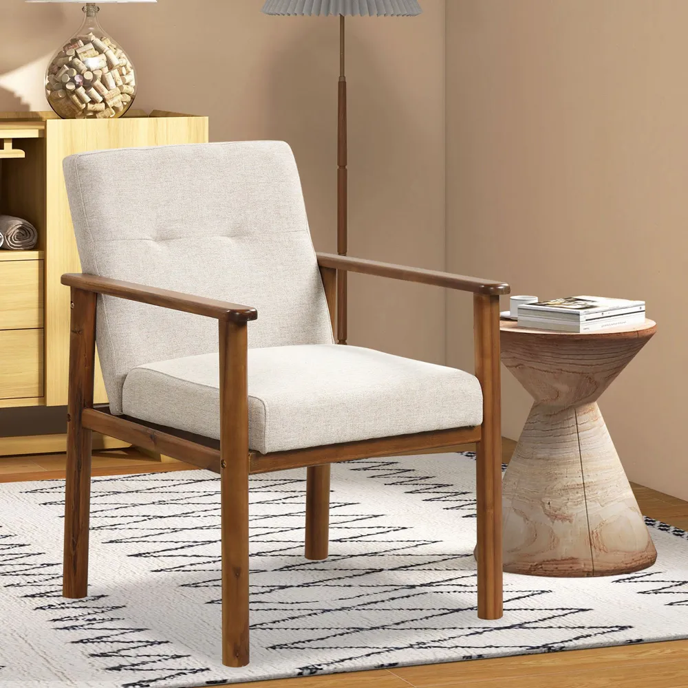Linen Soft Cushioned Accent Chair - Cream