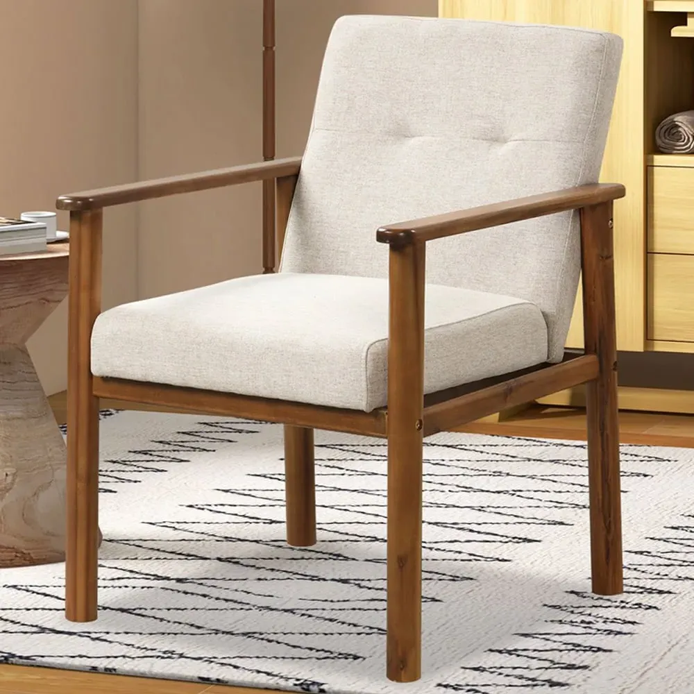 Linen Soft Cushioned Accent Chair - Cream image
