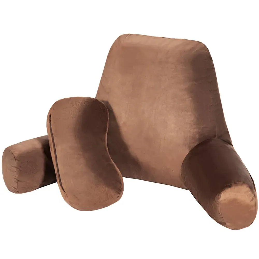 Memory Foam Back Support Cushion with Pockets - Brown image