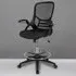 Mesh Drafting Chair with Flip-up Armrests - Black