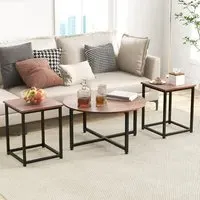 Metal Coffee Table Set of 3 - Brown