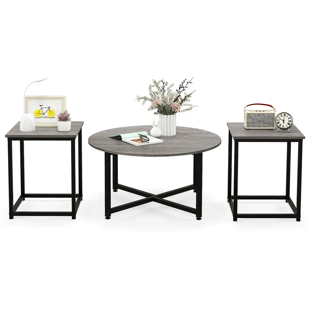 Metal Coffee Table Set of 3 - Grey