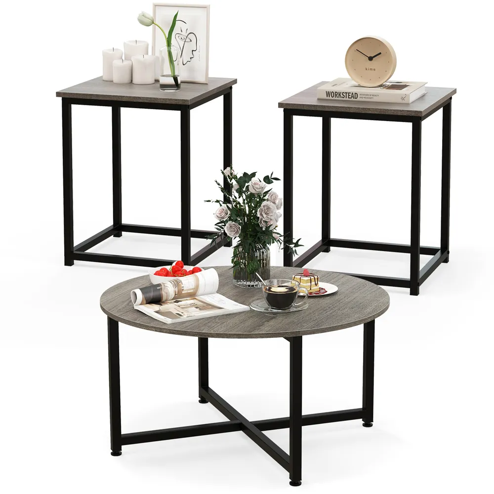 Metal Coffee Table Set of 3 - Grey