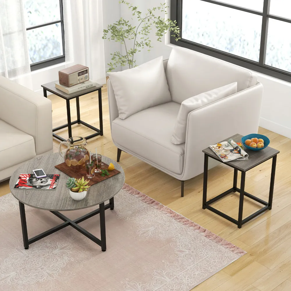 Metal Coffee Table Set of 3 - Grey