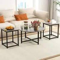 Metal Coffee Table Set of 3 - Grey