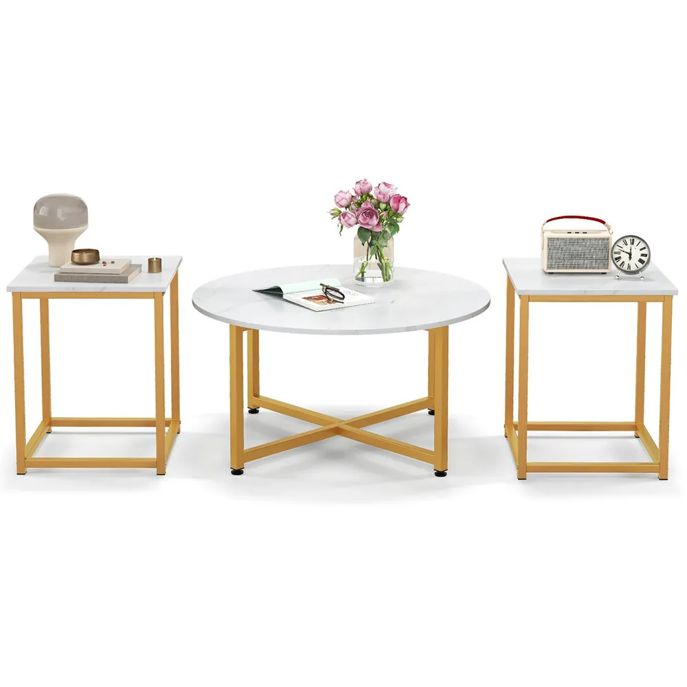 Metal Coffee Table Set of 3 - White