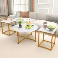 Metal Coffee Table Set of 3 - White