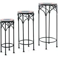 Metal Plant Stand with Ceramic Top Set of 3 - Multi