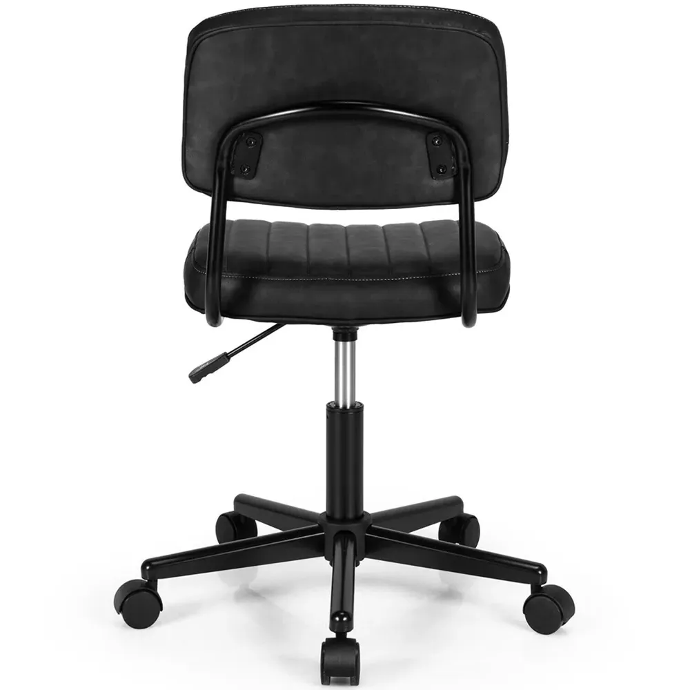 Mid-Back Office Chair with Height Adjustment - Black, PU Leather