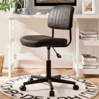 Mid-Back Office Chair with Height Adjustment - Black, PU Leather