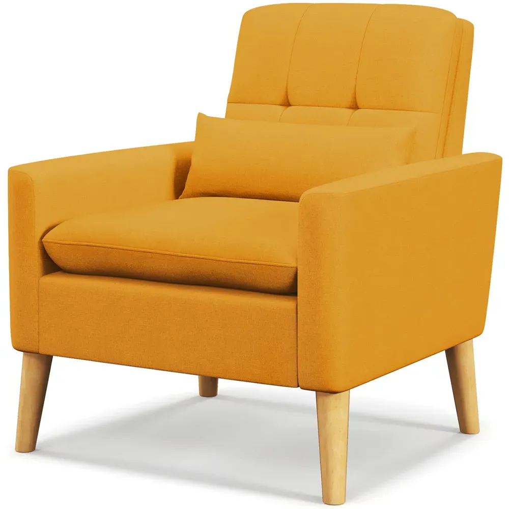 Mid Century Accent Chair with Lumbar Pillow - Yellow