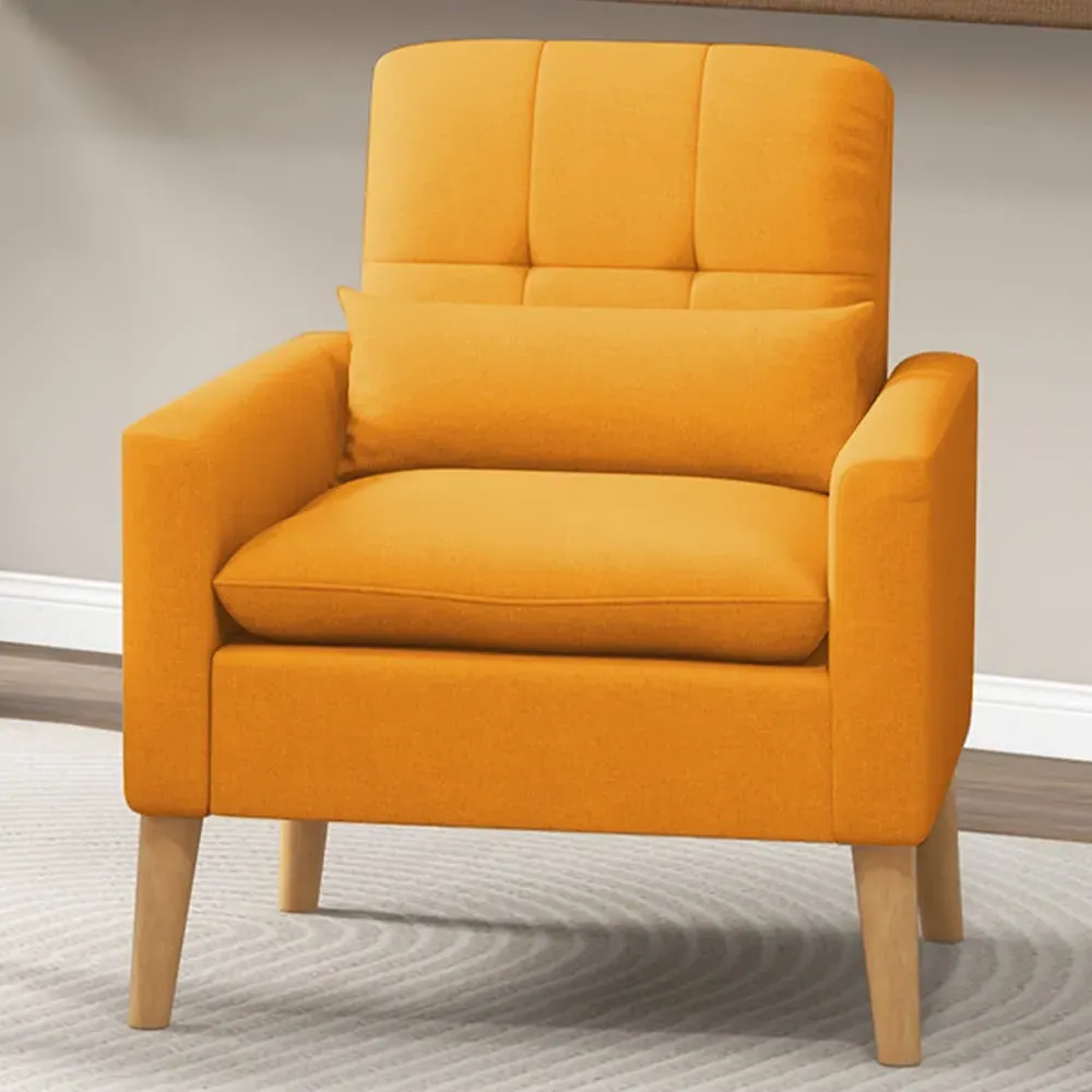Mid Century Accent Chair with Lumbar Pillow - Yellow image