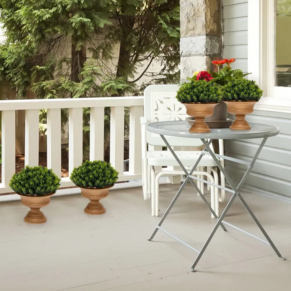 Mini Faux Pine Cone Tree In Pot 4 Pack - Green