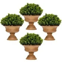 Mini Faux Pine Cone Tree In Pot 4 Pack - Green