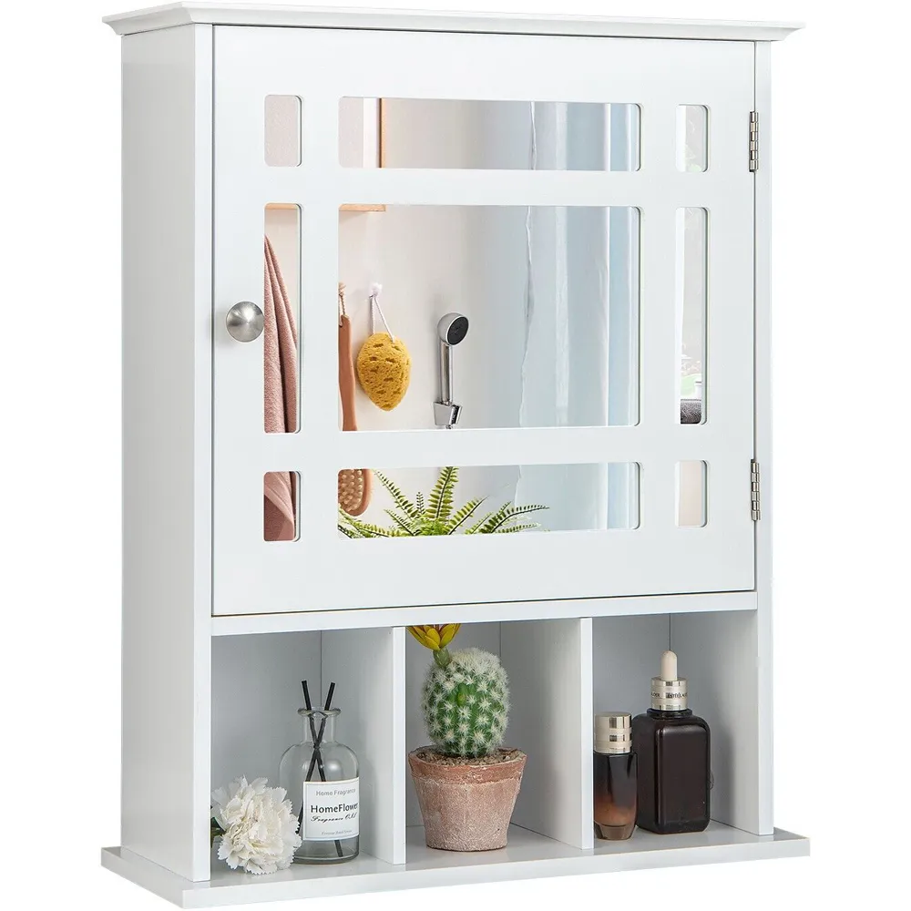 Mirror Door Cabinet 3 Shelf - White