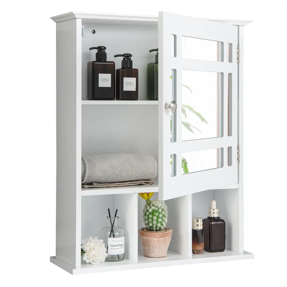 Mirror Door Cabinet 3 Shelf - White