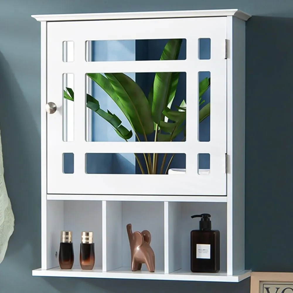 Mirror Door Cabinet 3 Shelf - White image