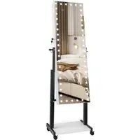 Mirror with Lockable Jewellery Cabinet - White