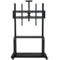 Mobile TV Stand Rolling Cart with Camera Shelf - Black