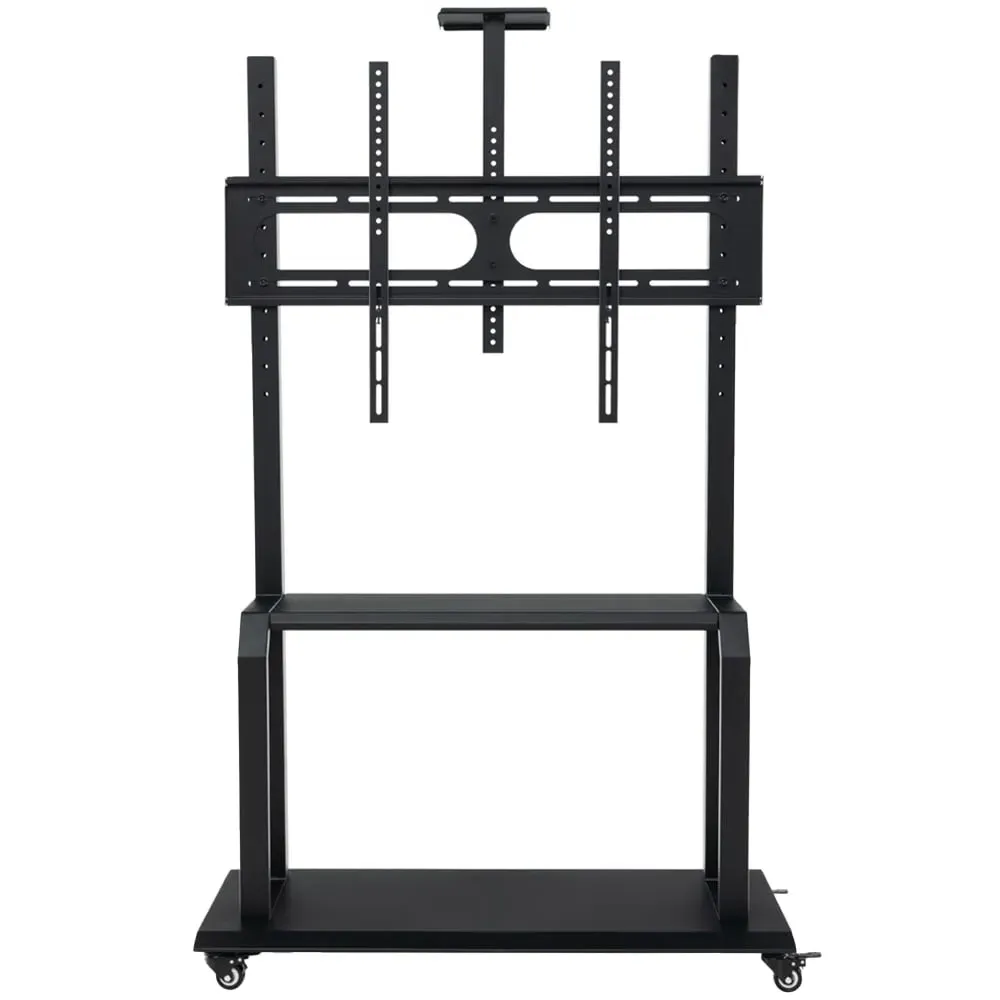 Mobile TV Stand Rolling Cart with Camera Shelf - Black