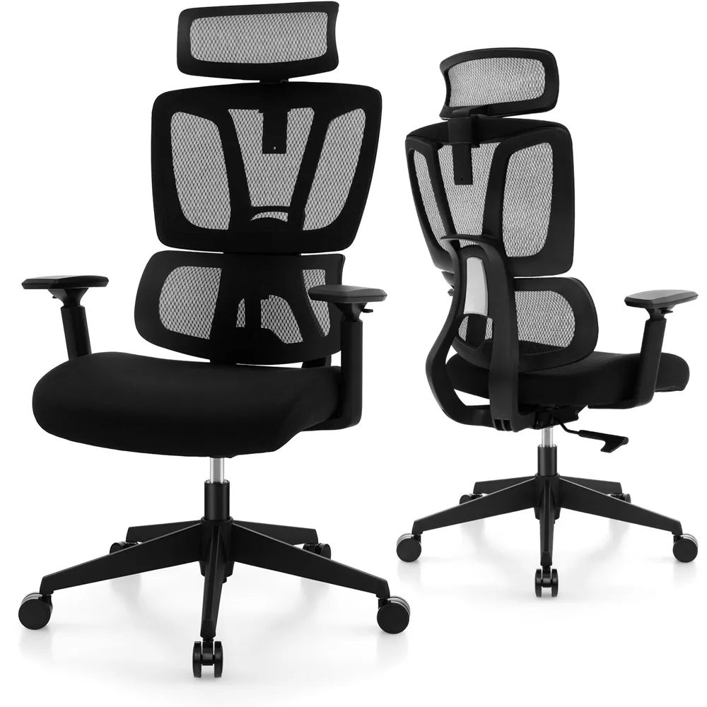 N Type Lumbar Support Office Chair - Black