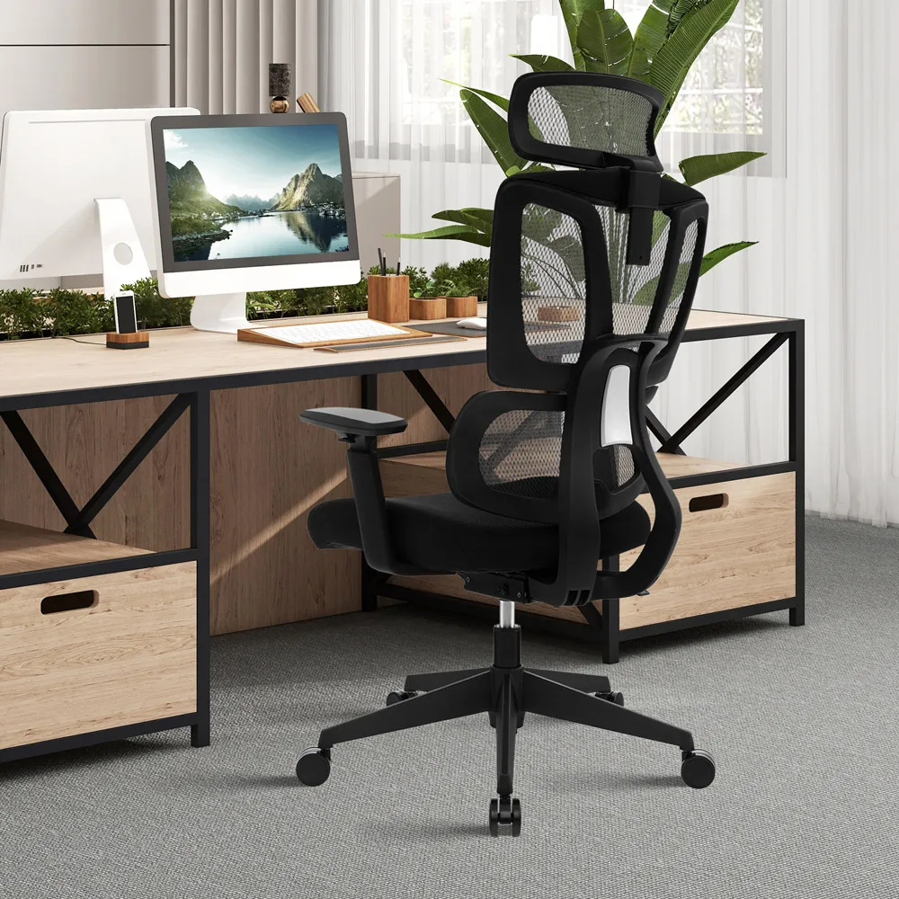 N Type Lumbar Support Office Chair - Black