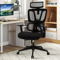 N Type Lumbar Support Office Chair - Black