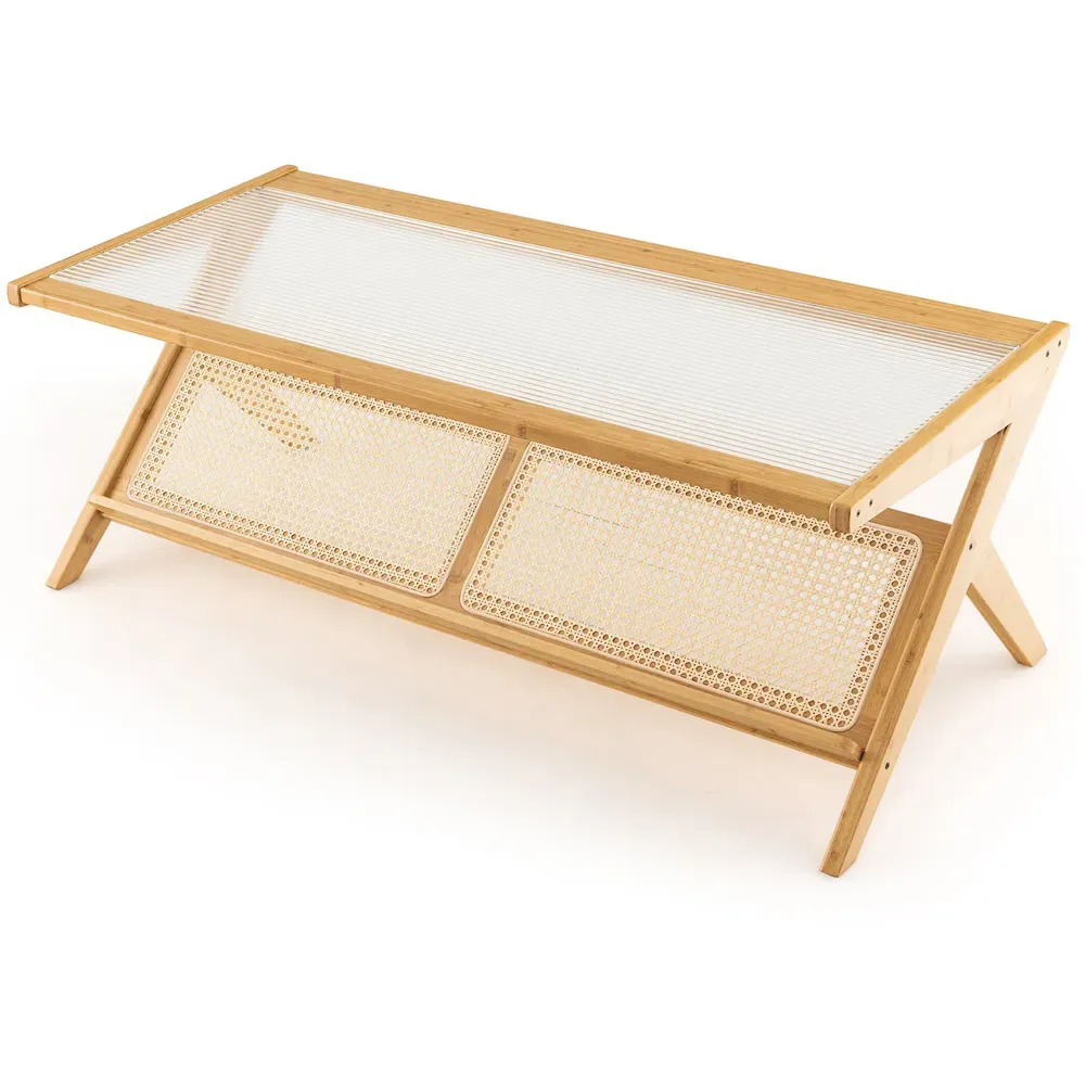 Natural Bamboo Coffee Table - Cream
