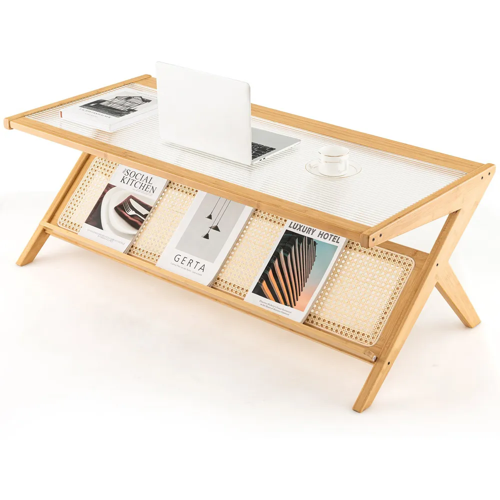 Natural Bamboo Coffee Table - Cream
