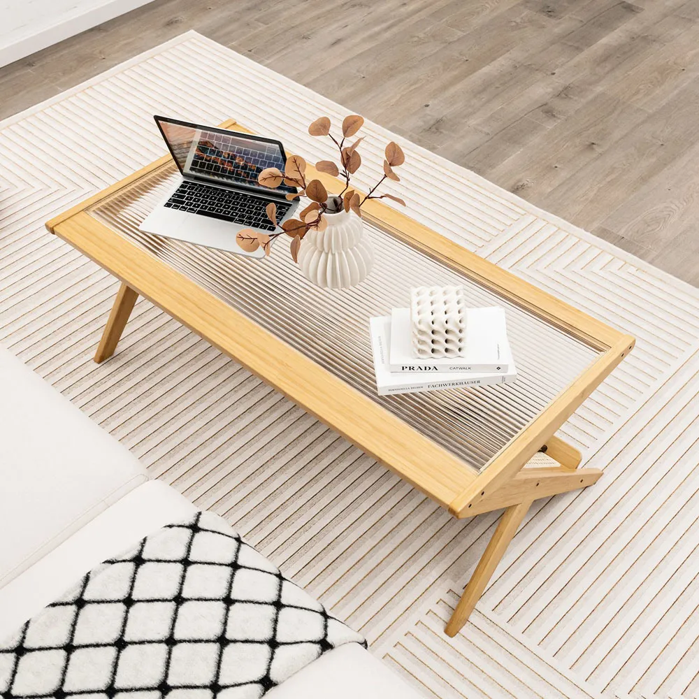 Natural Bamboo Coffee Table - Cream