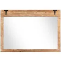 Natural Wood Frame Farmhouse Wall Mirror - Cream