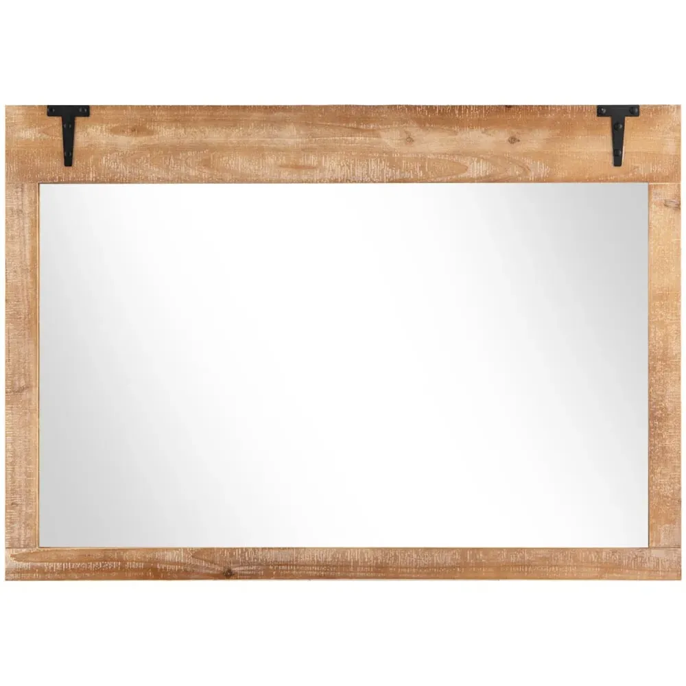 Natural Wood Frame Farmhouse Wall Mirror - Cream