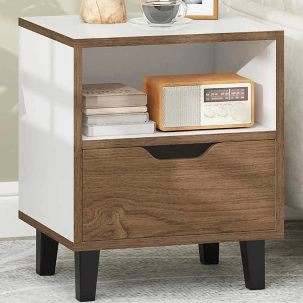 Nightstand with Open Shelf Set of 2 - White image