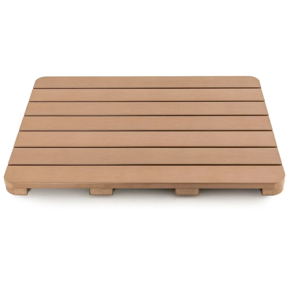 Non Slip Slatted Shower Mat - Brown image