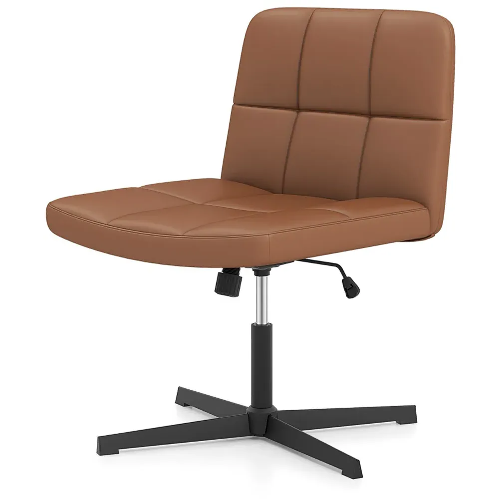 Office Chair with Height Adjustment - Brown, PU Leather