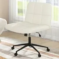 Office Chair with Height Adjustment - Cream, PU Leather
