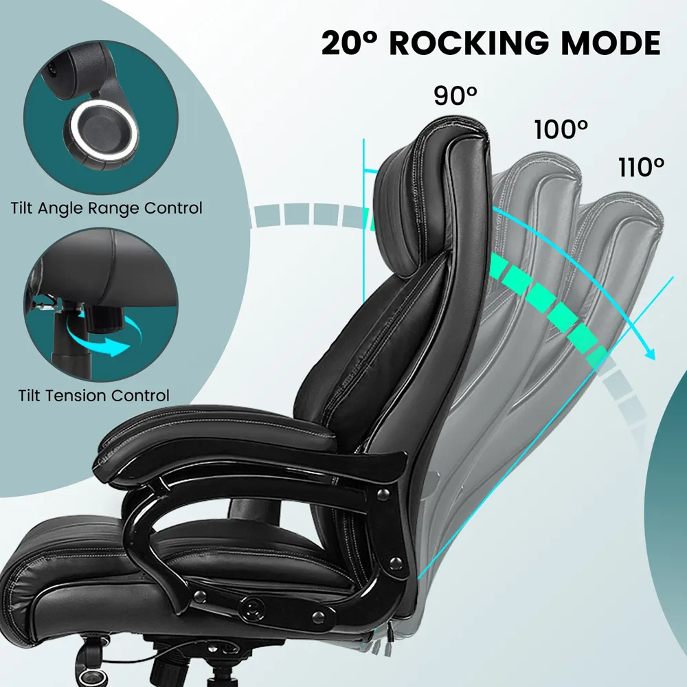 Office Chair with Padded Armrests - Black