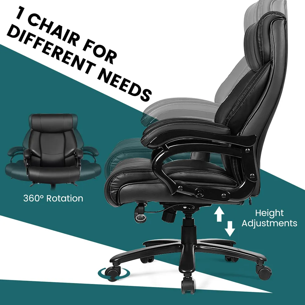 Office Chair with Padded Armrests - Black