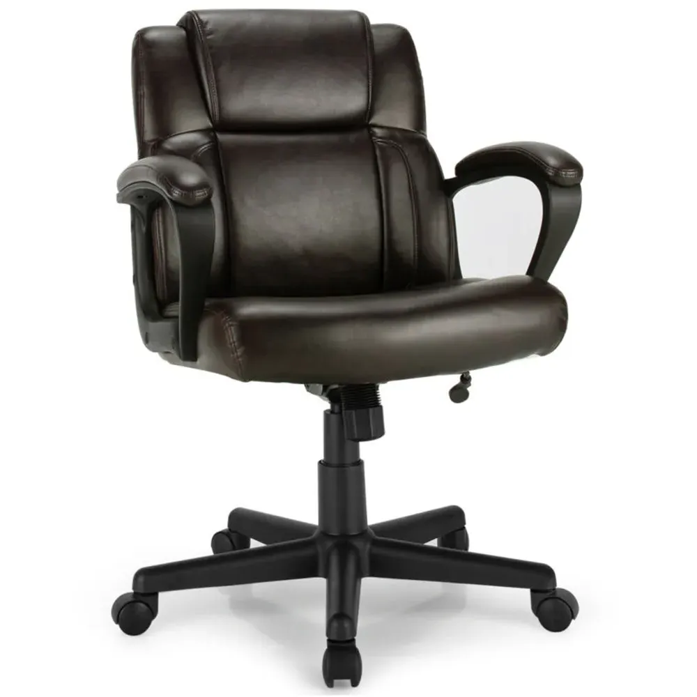 Office Chair with Rocking Function - Brown, PU Leather