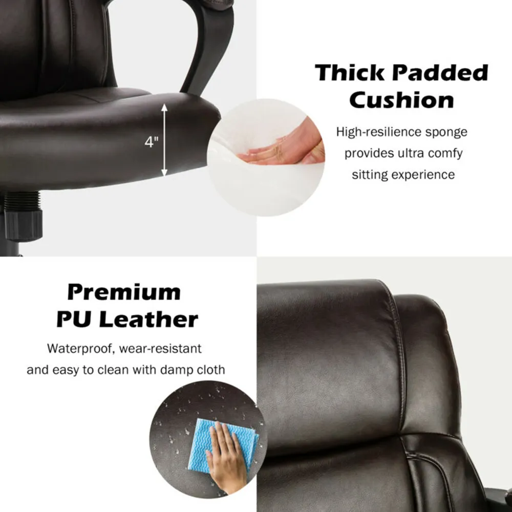 Office Chair with Rocking Function - Brown, PU Leather