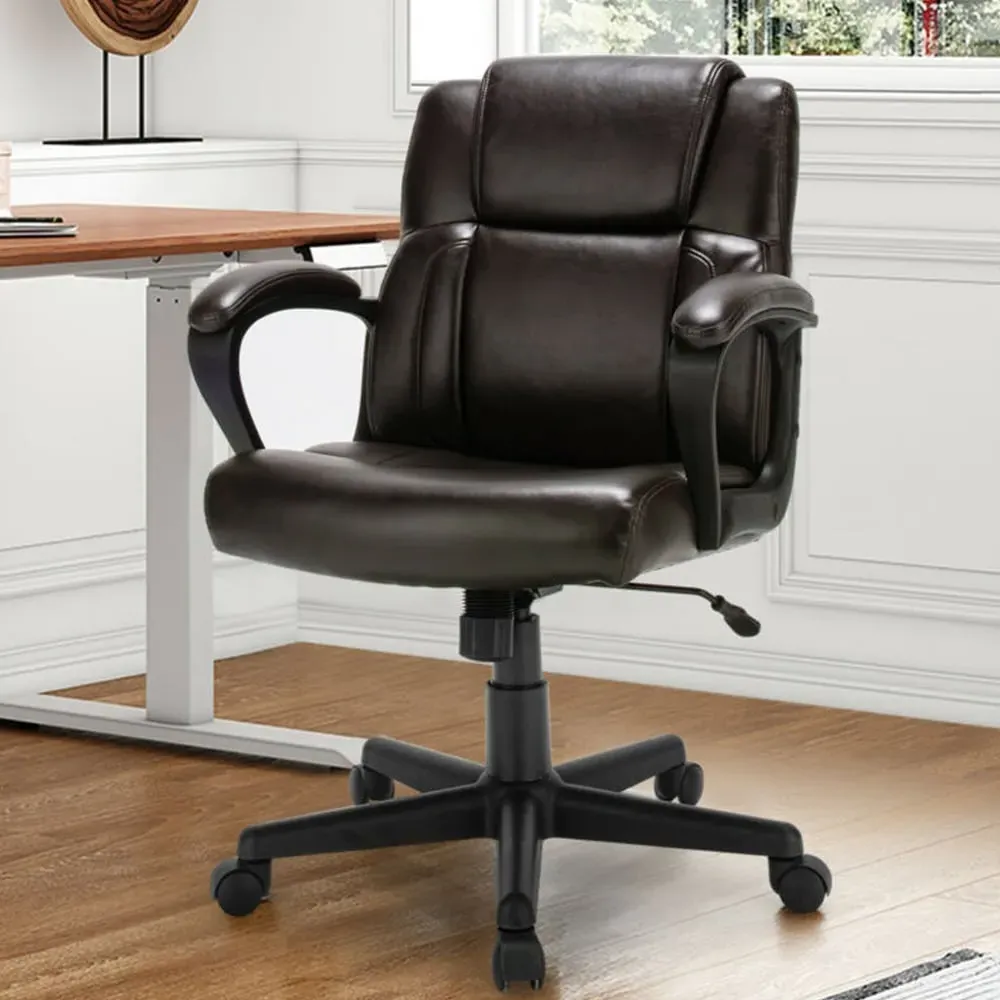 Office Chair with Rocking Function - Brown, PU Leather